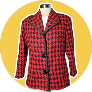 CASSADA Red and Black Plaid Vintage Blazer Size 12